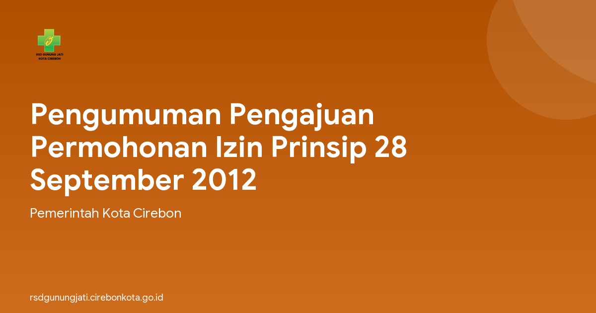 Pengumuman Pengajuan Permohonan Izin Prinsip 28 September 2012